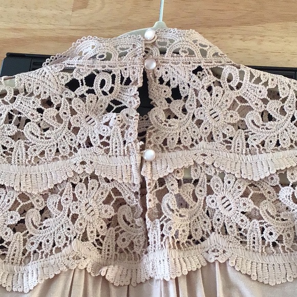 VICTORIAN lace ballet pink blouse with crochet lace details, never worn, Size L - Picture 10 of 10